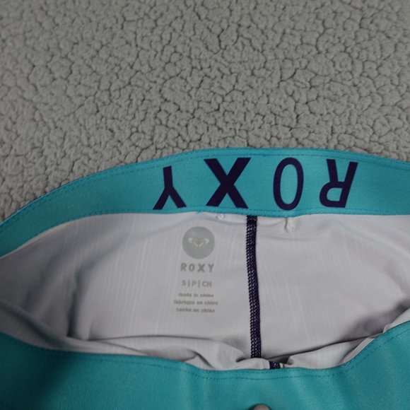 ROXY Capri Leggings Womens Small Blue Pattern Drawstring Run Swim Surf Stretch - Picture 4 of 15